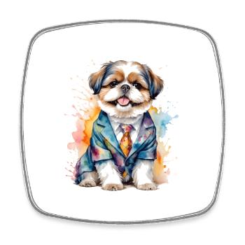Shih Tzu Anzug Hund Bunt Lustig Tier Design Print - Viereckiger Kühlschrankmagnet - Weiß - Vorne