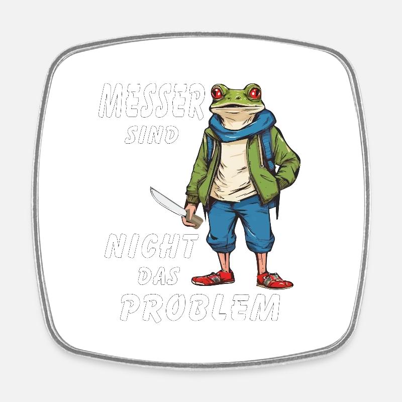 FROG KNIVES ARE NOT THE PROBLEM - Square fridge magnet - white