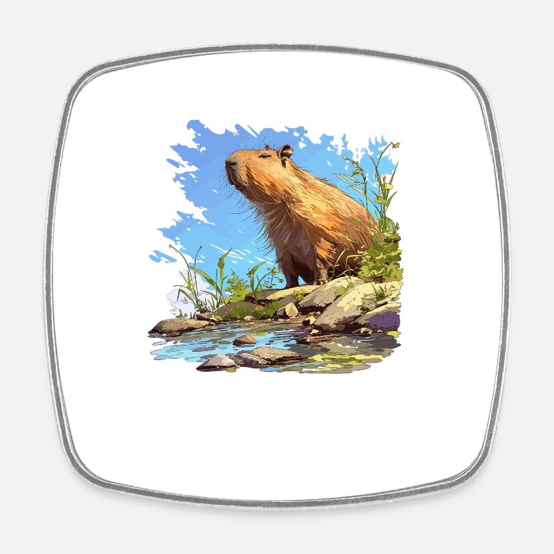 Capybaras Capybara - Viereckiger Kühlschrankmagnet - Weiß
