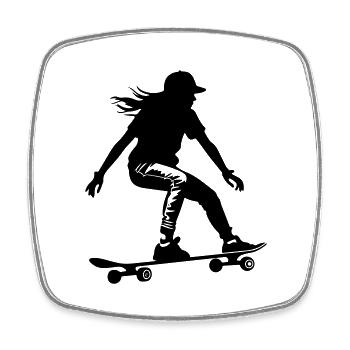 planche à roulettes femme symbole planche à roulettes - Magnet carré - blanc - Devant