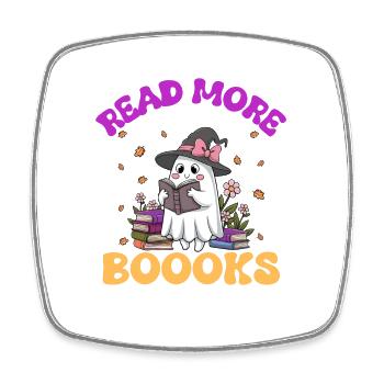 Cute Ghost Read More Books, Halloween Sticker - Square fridge magnet - white - Front
