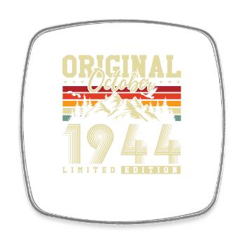 Original October 1944 Vintage Birthday Retro - Square fridge magnet - white - Front