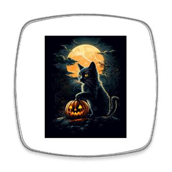 Cadeau d’Halloween Femmes Chat Hommes Enfants Décoration - Magnet carré - blanc - Devant