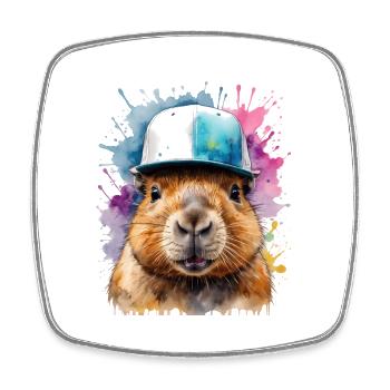 Capybara Snapback Cap Capy Bunt Tier Design Print - Viereckiger Kühlschrankmagnet - Weiß - Vorne