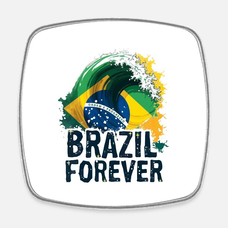 BRASILIEN - Fyrkantig kylskåpsmagnet - vit