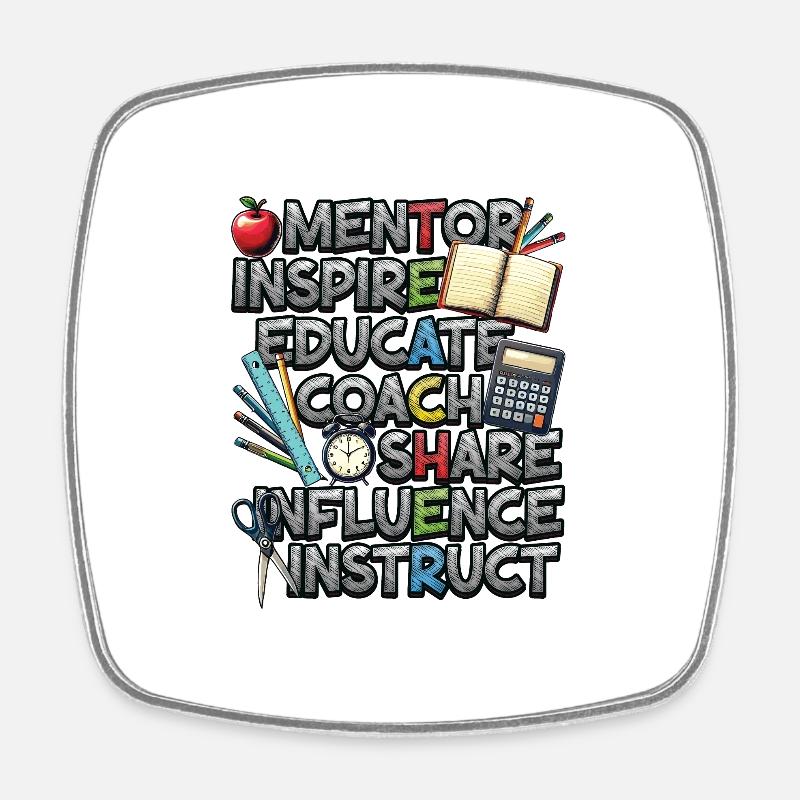 Mentor Inspire Educate Coach Teacher - Square fridge magnet - white