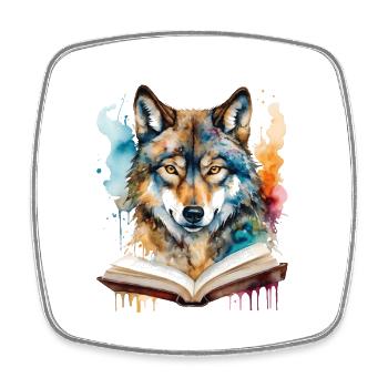 Livre de lecture loup Imprimé de conception animale colorée - Magnet carré - blanc - Devant