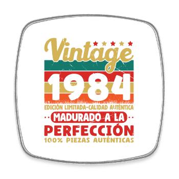 1984 Vintage Retro Geburtstagsgeschenk - Viereckiger Kühlschrankmagnet - Weiß - Vorne