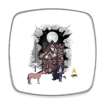 Castle Halloween Mystical Medieval Warrior Moon - Square fridge magnet - white - Front
