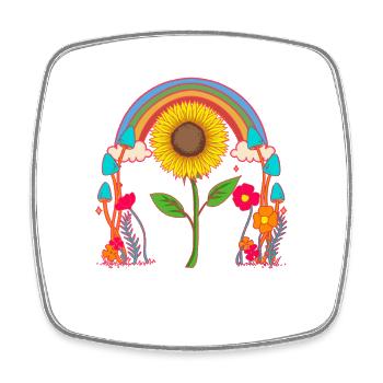 Regenbogen Sonnenblume Blume Blumen Natur - Viereckiger Kühlschrankmagnet - Weiß - Vorne