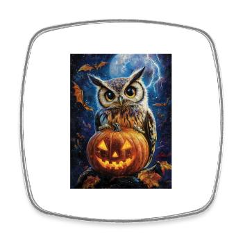 Halloween Cadeau Femmes Hibou Hommes Enfants Décoration - Magnet carré - blanc - Devant