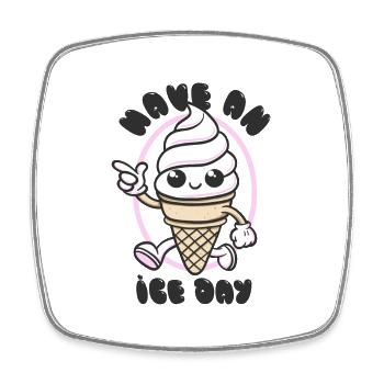 Have an Ice Day - Sweet Ice Cream Mascot - Square fridge magnet - white - Front
