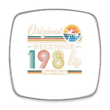 December 1984 Vinatge Birthday Gift - Square fridge magnet - white - Front