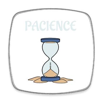 Sablier pacience - Magnet carré - blanc - Devant