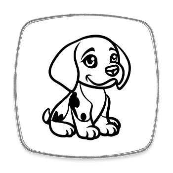 Dog Animal Comic - Square fridge magnet - white - Front
