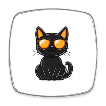 Katze Halloween Kater Cool - Viereckiger Kühlschrankmagnet - Weiß - Vorne
