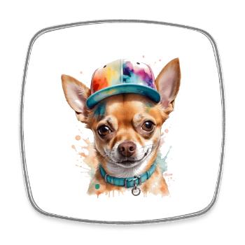 Chihuahua Snapback Cap Dog Funny Design Print - Square fridge magnet - white - Front