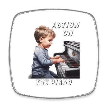 ACTION ON THE PIANO - Viereckiger Kühlschrankmagnet - Weiß - Vorne