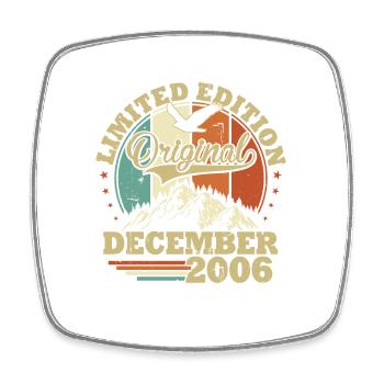 Original December 2006 Vintage Birthday Gift - Square fridge magnet - white - Front