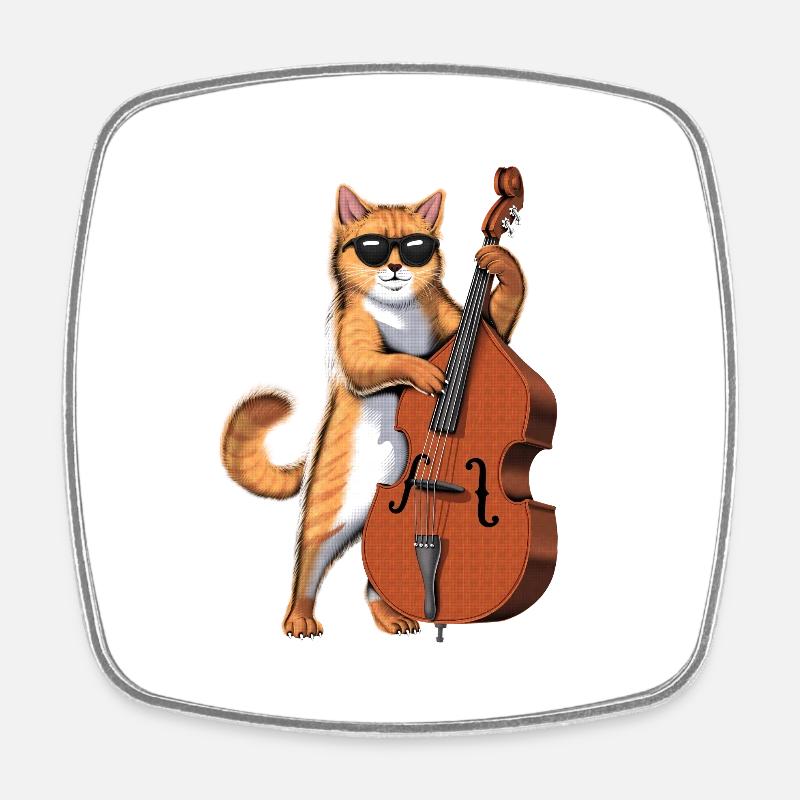 Contrebassiste Cat - Magnet carré - blanc