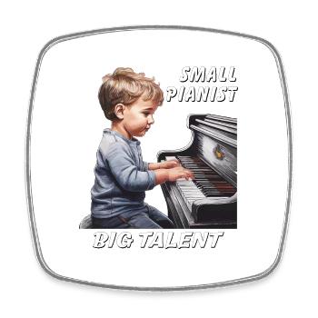 PIANO GARÇON PETIT PIANISTE GRAND TALENT - Magnet carré - blanc - Devant