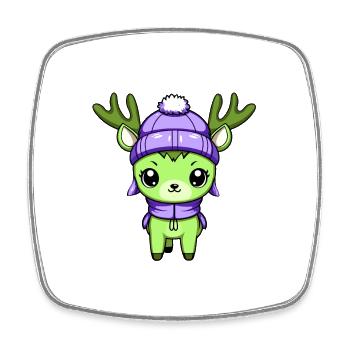 Bande dessinée d’hiver cerf - Magnet carré - blanc - Devant