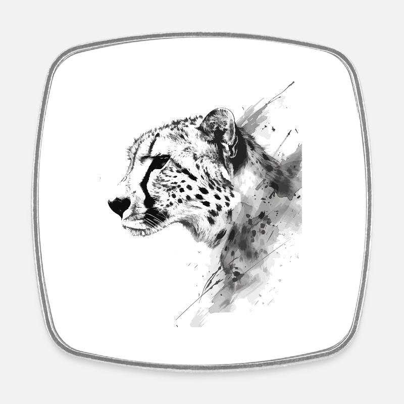 Gepard - Viereckiger Kühlschrankmagnet - Weiß