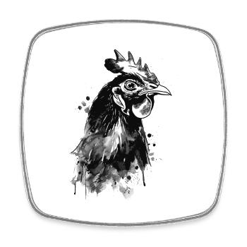 Huhn - Viereckiger Kühlschrankmagnet - Weiß - Vorne