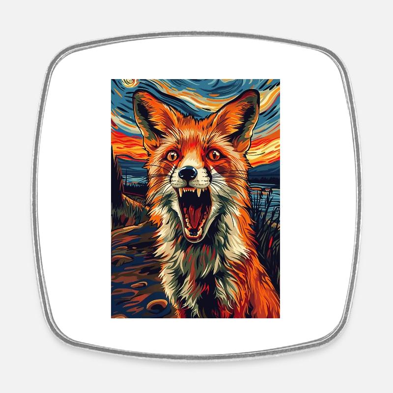 Fuchs - Viereckiger Kühlschrankmagnet - Weiß