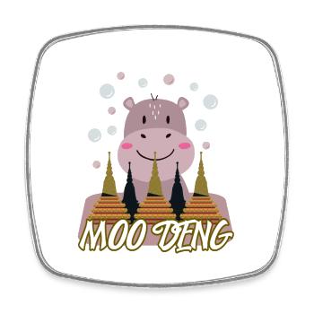 Moo Deng Mignon Hippopotame Bébé Animal - Magnet carré - blanc - Devant