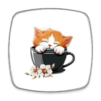 Katze - Viereckiger Kühlschrankmagnet - Weiß - Vorne