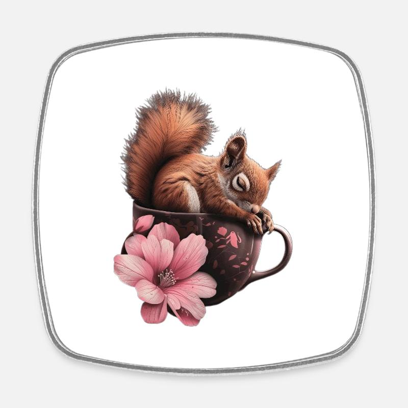 Eichhörnchen - Viereckiger Kühlschrankmagnet - Weiß