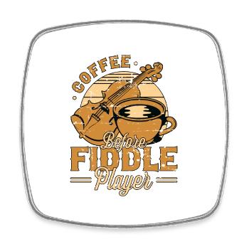 Fiddle Player Coffee Before Violinist Coffee Lover - Square fridge magnet - white - Front