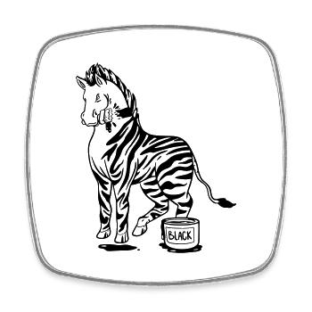 Zebra Black or White Stripes Funny Pictures - Square fridge magnet - white - Front