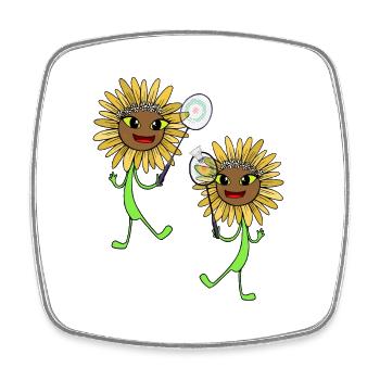 Tournesols Tennis Joueurs de tennis Sports Enfants - Magnet carré - blanc - Devant