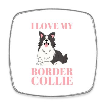 I love my border collie - Square fridge magnet - white - Front