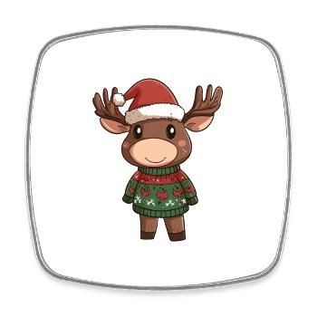 Elch Weihnachten - Viereckiger Kühlschrankmagnet - Weiß - Vorne