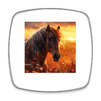 Pferd - Viereckiger Kühlschrankmagnet - Weiß - Vorne