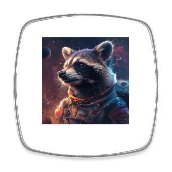 Raccoon - Square fridge magnet - white - Front