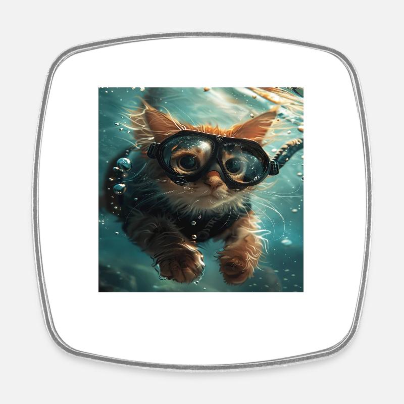 Cat - Square fridge magnet - white