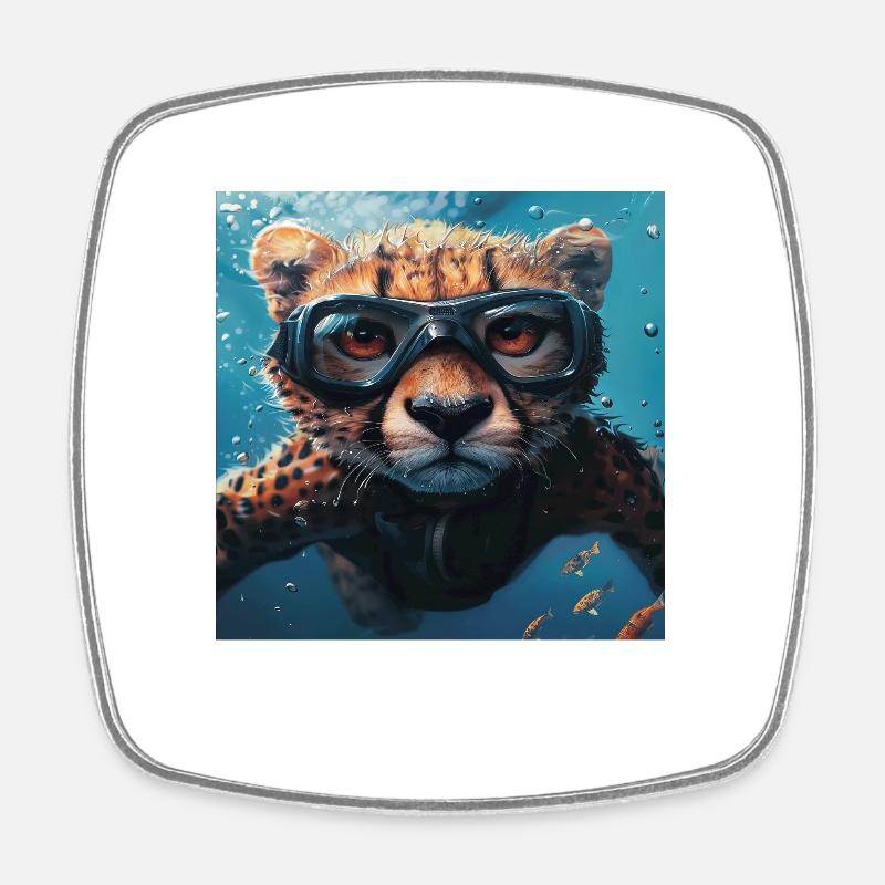 Guépard - Magnet carré - blanc