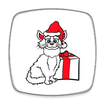 Cadeau de Noël d’hiver pour chat du Père Noël - Magnet carré - blanc - Devant