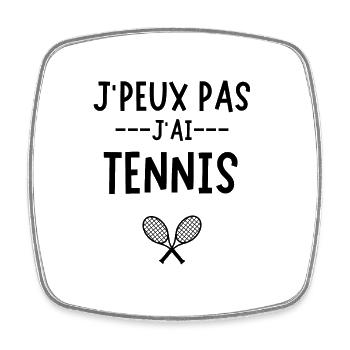 Humour tennis - Magnet carré - blanc - Devant