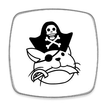 Cute Pirate Cat Buccaneer Eye Patch Hat Saber - Square fridge magnet - white - Front