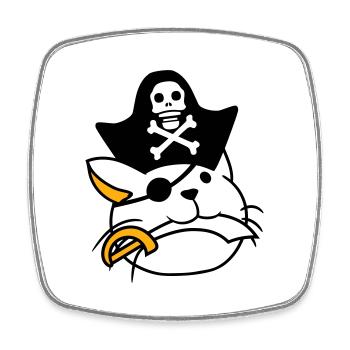 Cute Pirate Cat Buccaneer Eye Patch Hat Saber - Square fridge magnet - white - Front