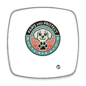 Dog Motif "Paws and Protect" Cute Dog - Square fridge magnet - white - Front