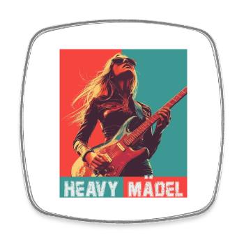 Heavy Girl, Woman with Electric Guitar - Square fridge magnet - white - Front