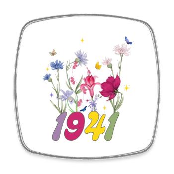 Geburtsjahr 1941 Wildblumen - Viereckiger Kühlschrankmagnet - Weiß - Vorne