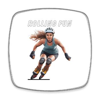 FRAU ROLLSCHUHE ROLLING FUN - Viereckiger Kühlschrankmagnet - Weiß - Vorne