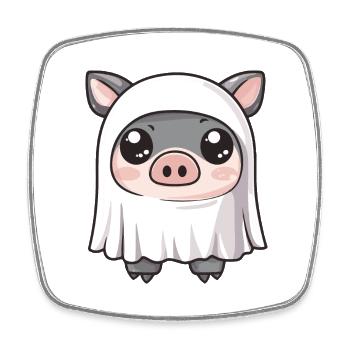 Cochon HalloweenSanglier fantôme - Magnet carré - blanc - Devant